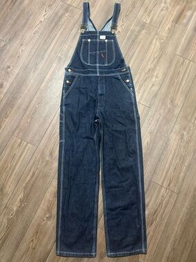 HISEA Dark Wash Denim Overalls Carpenter Workwear Bib Jeans 32x32